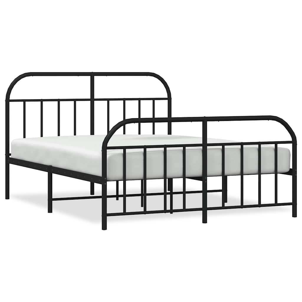 Metal Bed Frame without Mattress with Footboard Black 183x213cm