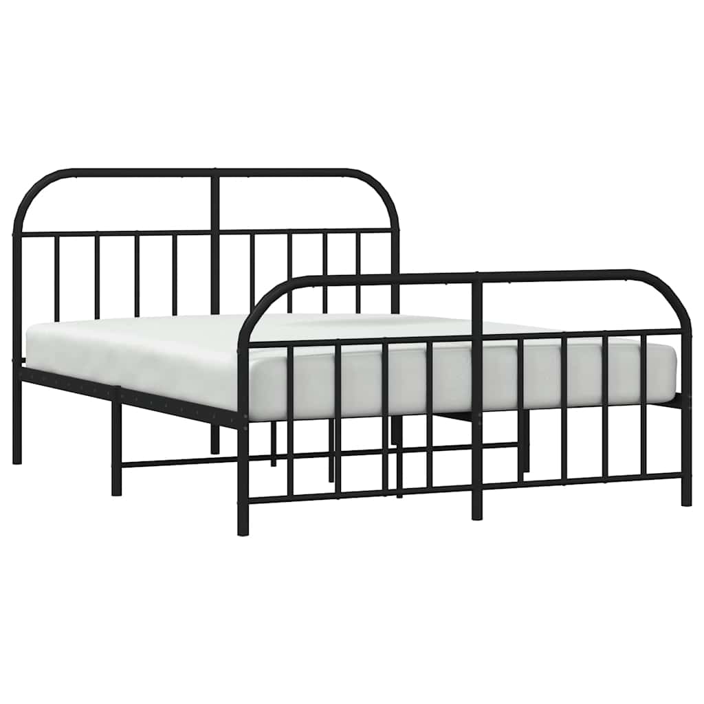 Metal Bed Frame without Mattress with Footboard Black 183x213cm