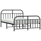 Metal Bed Frame without Mattress with Footboard Black 183x213cm