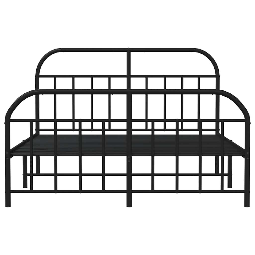 Metal Bed Frame without Mattress with Footboard Black 183x213cm