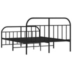 Metal Bed Frame without Mattress with Footboard Black 183x213cm