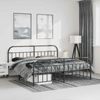Metal Bed Frame without Mattress with Footboard Black 183x213cm