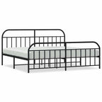 Metal Bed Frame without Mattress with Footboard Black 193x203cm