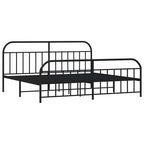 Metal Bed Frame without Mattress with Footboard Black 193x203cm