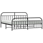 Metal Bed Frame without Mattress with Footboard Black 193x203cm
