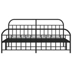 Metal Bed Frame without Mattress with Footboard Black 193x203cm
