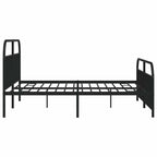 Metal Bed Frame without Mattress with Footboard Black 193x203cm