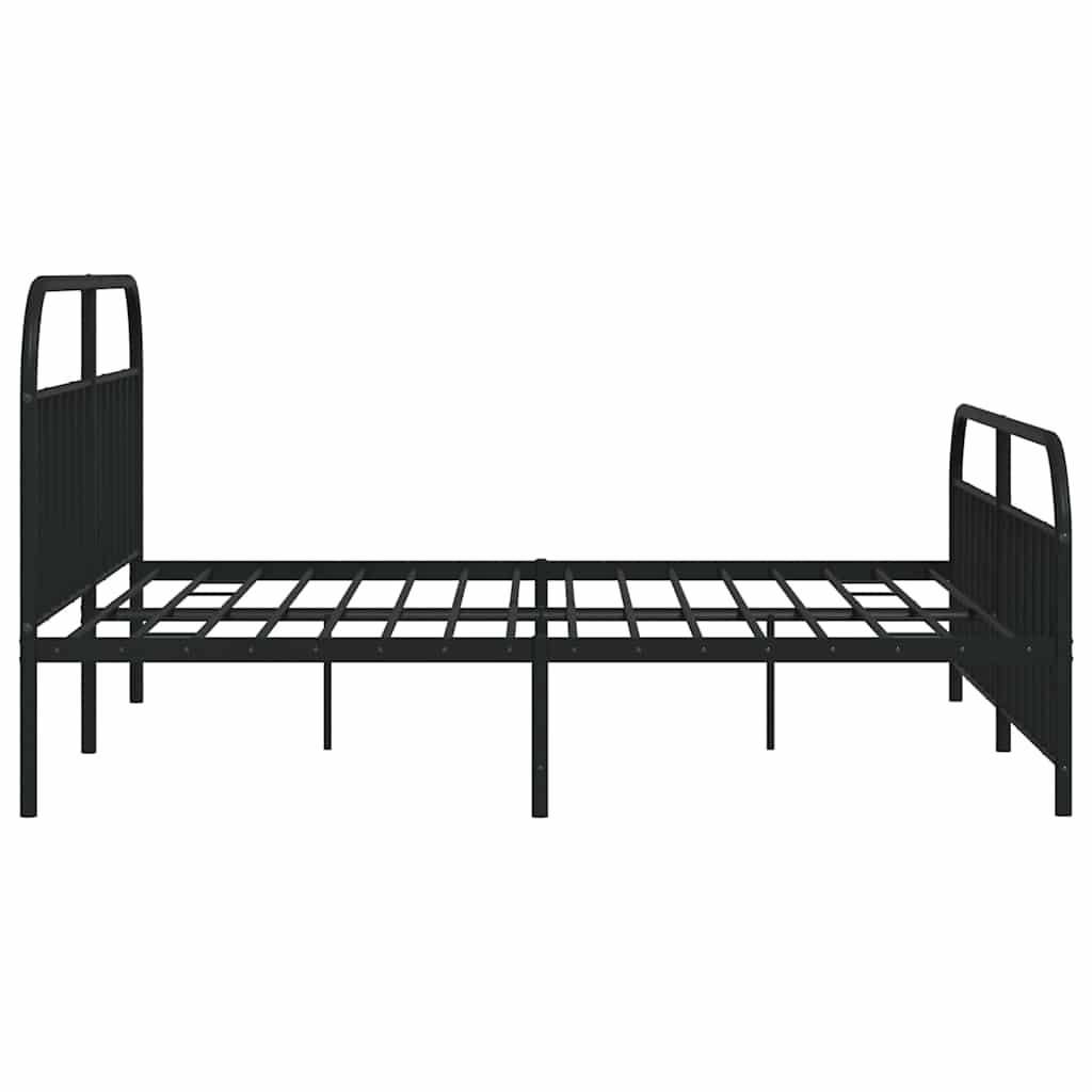Metal Bed Frame without Mattress with Footboard Black 193x203cm