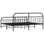 Metal Bed Frame without Mattress with Footboard Black 193x203cm