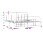 Metal Bed Frame without Mattress with Footboard Black 193x203cm