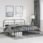 Metal Bed Frame without Mattress with Footboard Black 193x203cm