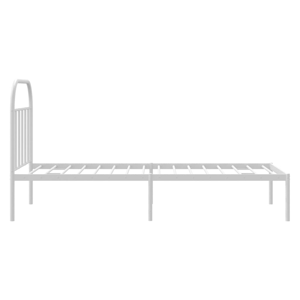 Metal Bed Frame without Mattress with Headboard White 90x190cm