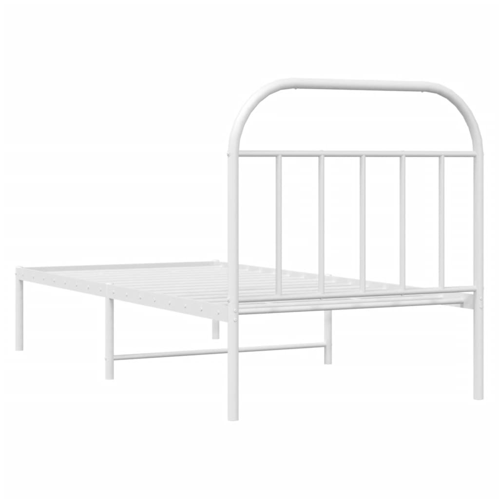 Metal Bed Frame without Mattress with Headboard White 90x190cm