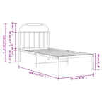 Metal Bed Frame without Mattress with Headboard White 90x190cm
