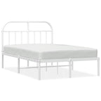 Metal Bed Frame without Mattress with Headboard White 135x190cm