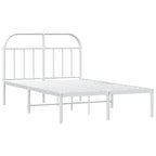 Metal Bed Frame without Mattress with Headboard White 135x190cm