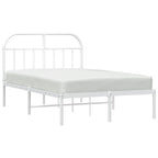 Metal Bed Frame without Mattress with Headboard White 135x190cm