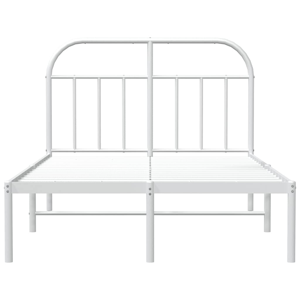 Metal Bed Frame without Mattress with Headboard White 135x190cm