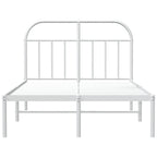 Metal Bed Frame without Mattress with Headboard White 135x190cm