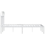 Metal Bed Frame without Mattress with Headboard White 135x190cm
