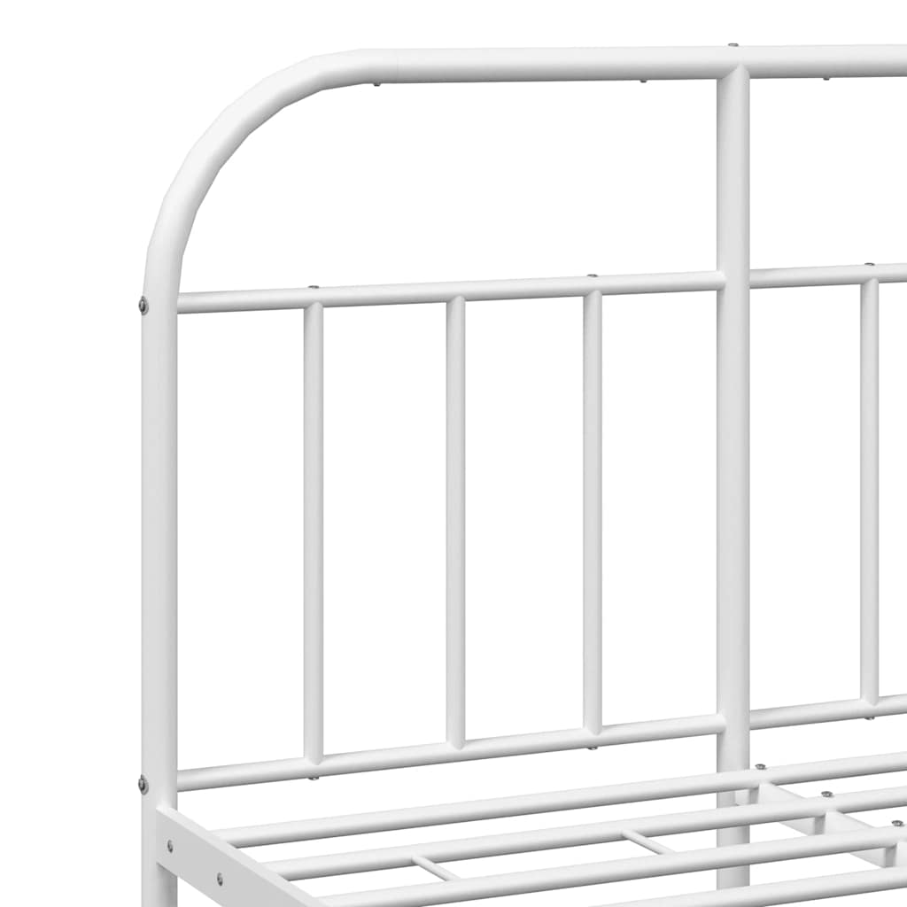 Metal Bed Frame without Mattress with Headboard White 135x190cm