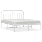 Metal Bed Frame without Mattress with Headboard White 140x190cm