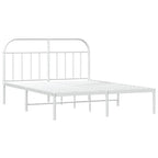 Metal Bed Frame without Mattress with Headboard White 140x190cm