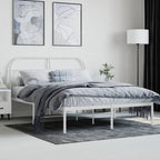 Metal Bed Frame without Mattress with Headboard White 140x190cm