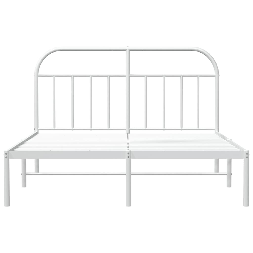Metal Bed Frame without Mattress with Headboard White 140x190cm