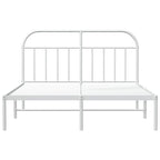 Metal Bed Frame without Mattress with Headboard White 140x190cm