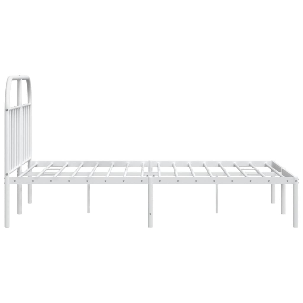 Metal Bed Frame without Mattress with Headboard White 140x190cm