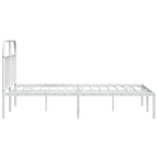 Metal Bed Frame without Mattress with Headboard White 140x190cm