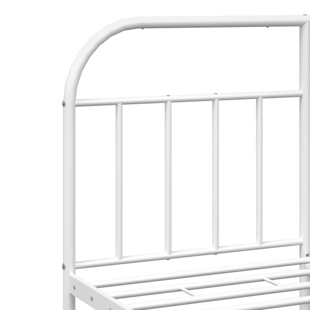Metal Bed Frame without Mattress with Headboard White 140x190cm