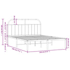 Metal Bed Frame without Mattress with Headboard White 140x190cm