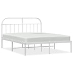 Metal Bed Frame without Mattress with Headboard White 140x200cm