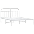 Metal Bed Frame without Mattress with Headboard White 140x200cm