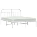 Metal Bed Frame without Mattress with Headboard White 140x200cm