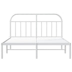 Metal Bed Frame without Mattress with Headboard White 140x200cm