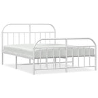 Metal Bed Frame without Mattress with Footboard White 160x200cm