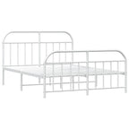 Metal Bed Frame without Mattress with Footboard White 160x200cm