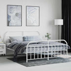 Metal Bed Frame without Mattress with Footboard White 160x200cm
