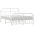 Metal Bed Frame without Mattress with Footboard White 160x200cm