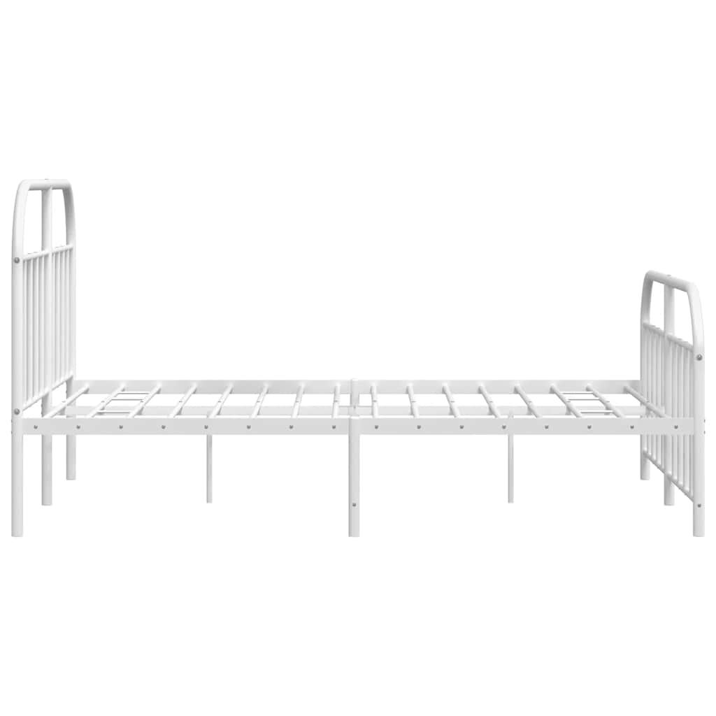 Metal Bed Frame without Mattress with Footboard White 160x200cm