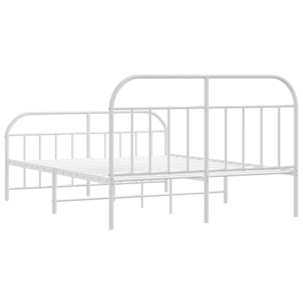 Metal Bed Frame without Mattress with Footboard White 160x200cm