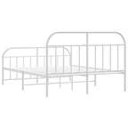 Metal Bed Frame without Mattress with Footboard White 160x200cm