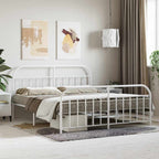 Metal Bed Frame without Mattress with Footboard White 160x200cm