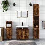 3 Piece Bathroom Cabinet Set Smoked Oak Engineered Wood