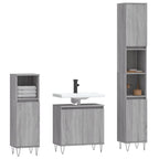 3 Piece Bathroom Cabinet Set Grey Sonoma Engineered Wood
