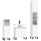 3 Piece Bathroom Cabinet Set White Engineered Wood