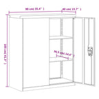 File Cabinet White 90x40x105 cm Steel
